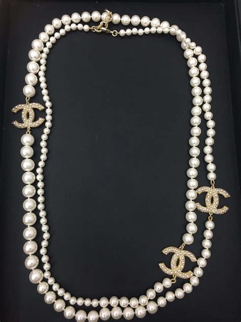 chanel blue and white pearl necklace|chanel pearl necklace sale.